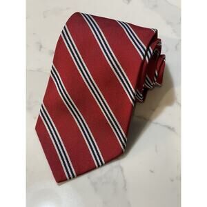 Vintage Brooks Brothers Makers Red Silk Striped Tie 60 x 3.75 USA